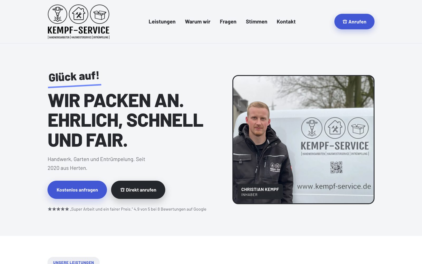 Vorschau der neuen Website für Kempf-Service aus Herten