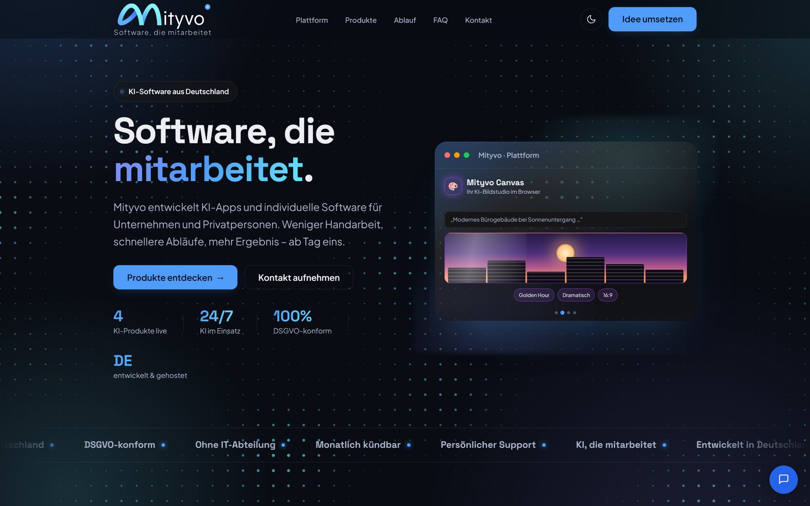 Vorschau der Mityvo-Website